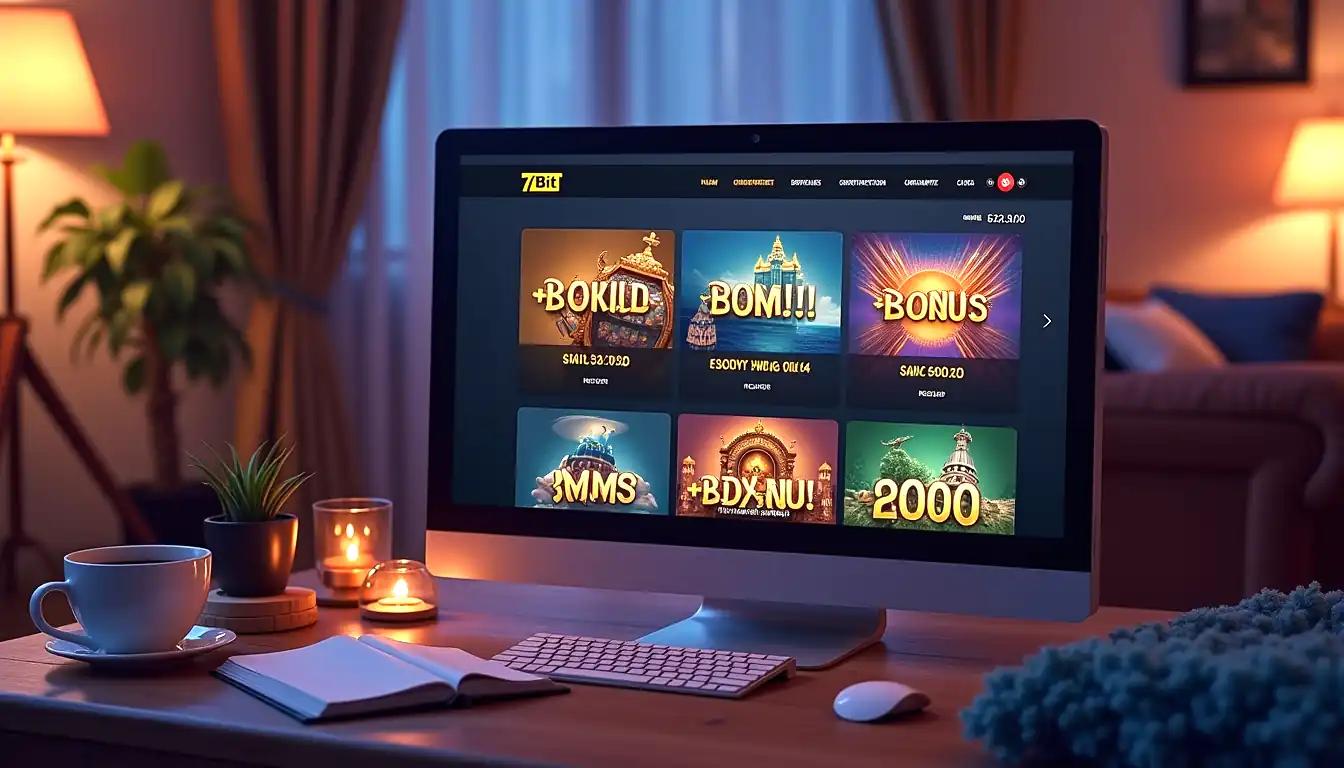 7Bit Casino Australia welcome package cards in browser lobby